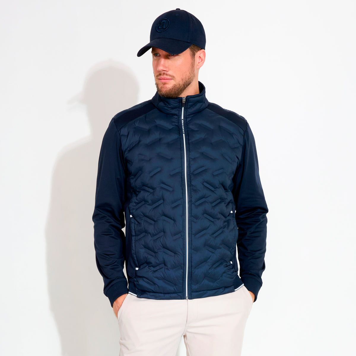 Abacus Portrush hybridjakke for men, featuring a stylish windstopper design in a modern fit.