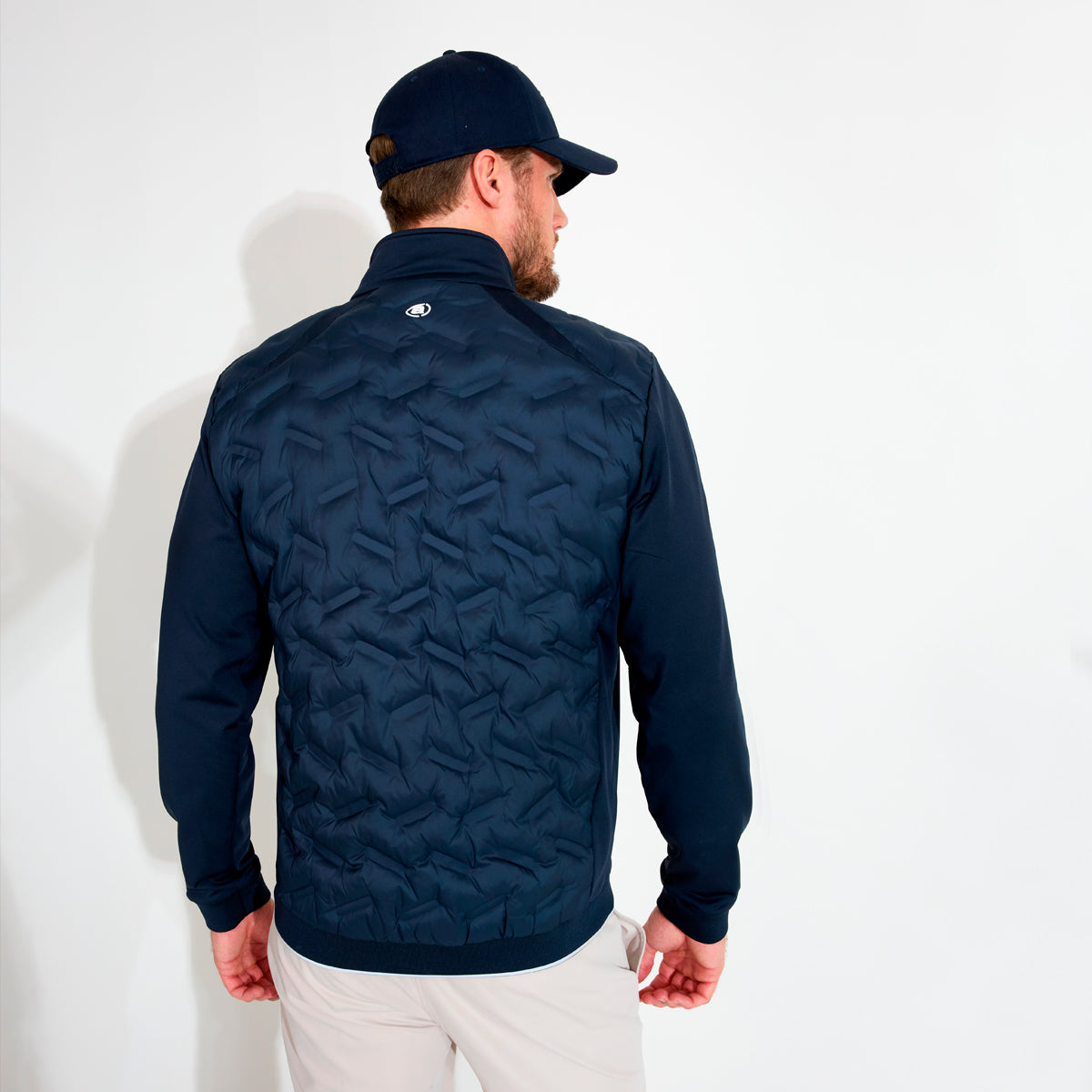 Men's Abacus Portrush hybrid jacket in black, featuring windstopper technology for added protection and comfort.