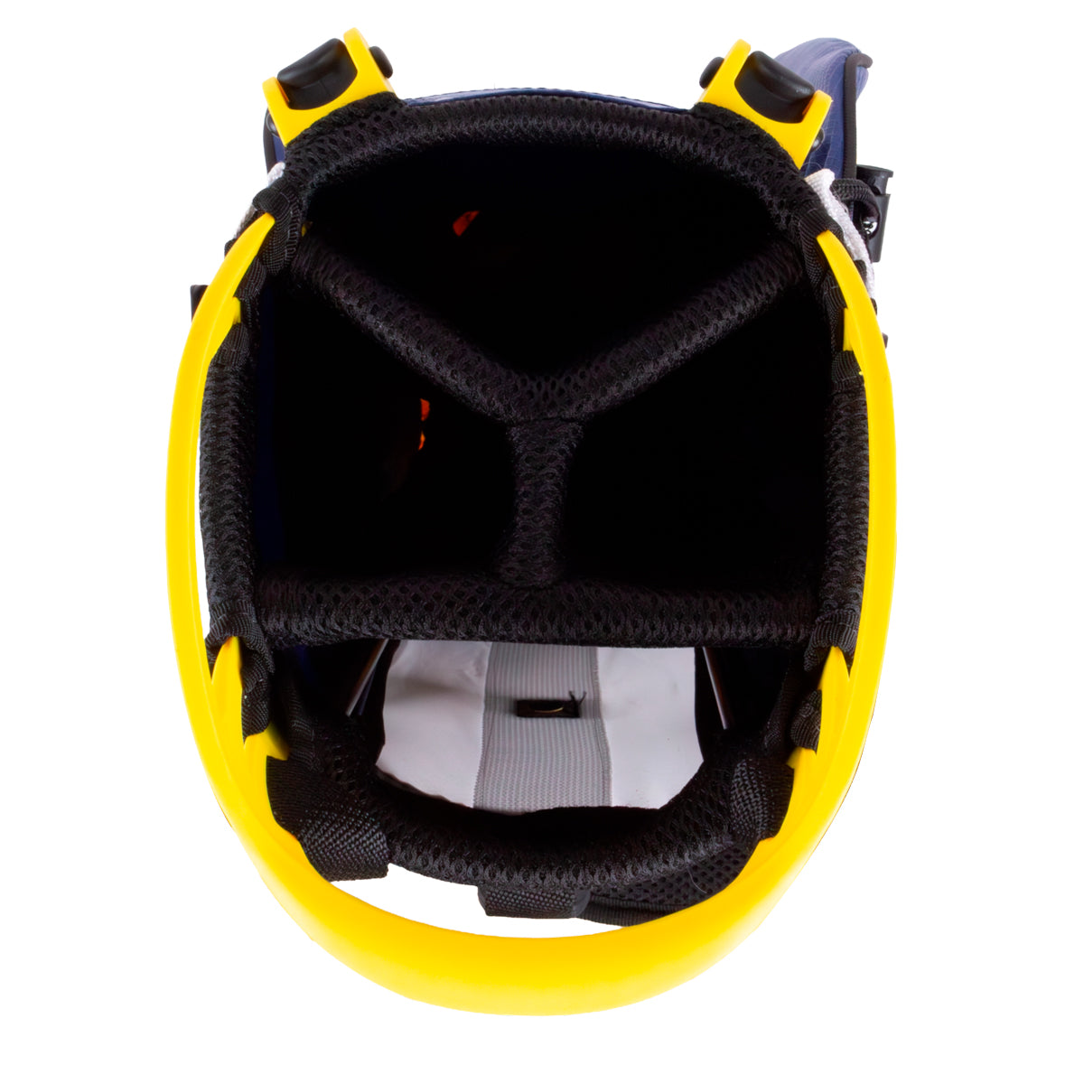 El Rey Cryolite bærebag i navy og gul, robust bæretaske med justerbare stropper og rummelig design.