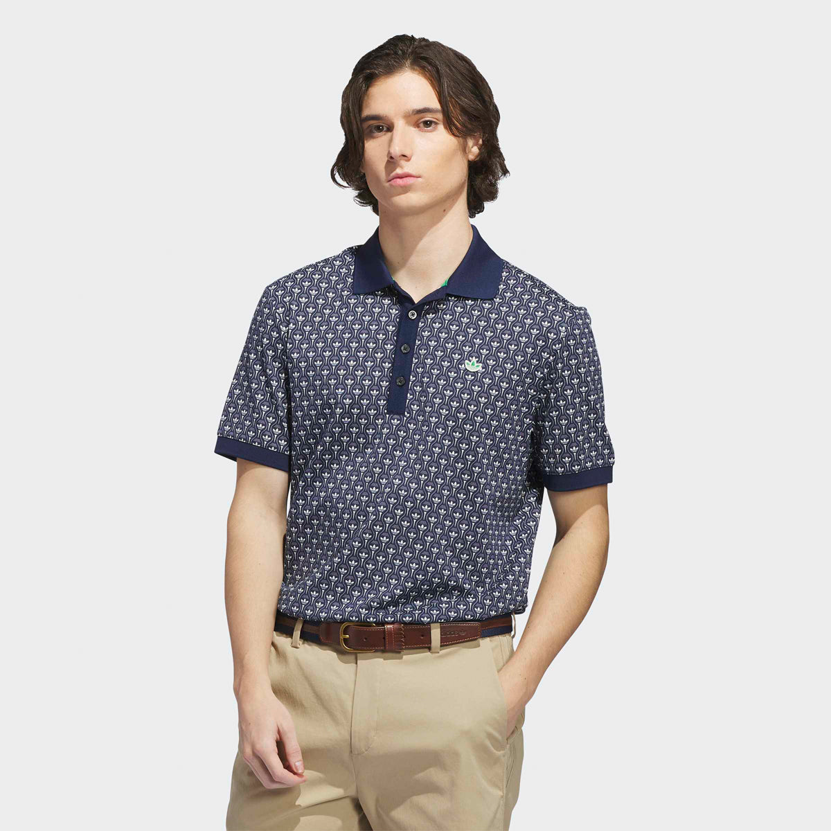 Adidas Golf Originals Novelty AOP polo - Navy/hvid - Golf Experten A/S