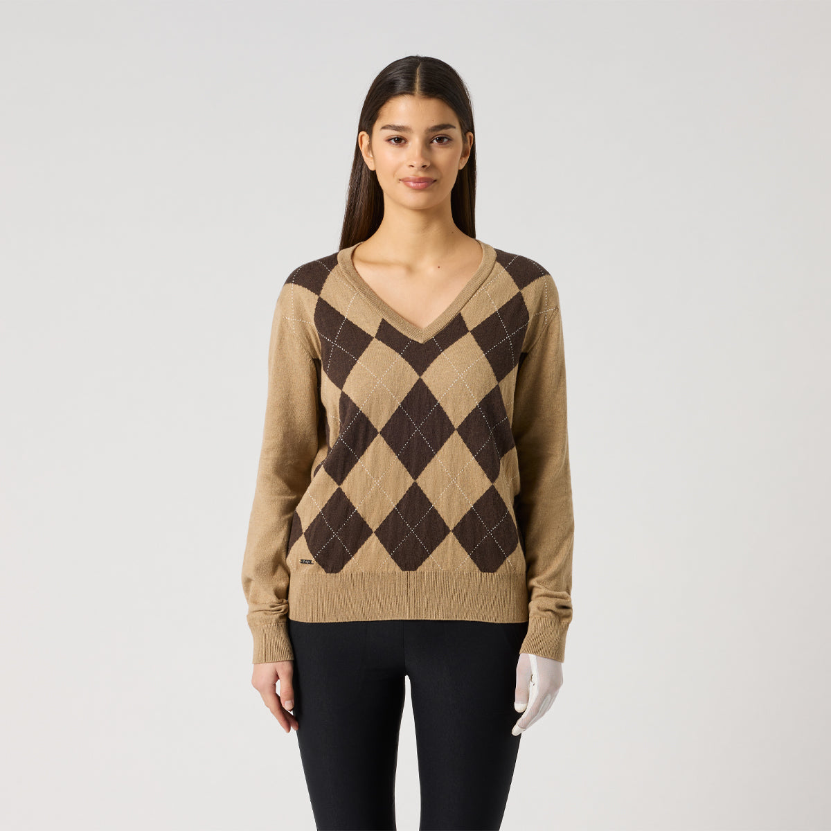 Daily Sports Argyle V-neck Pullover - Dame