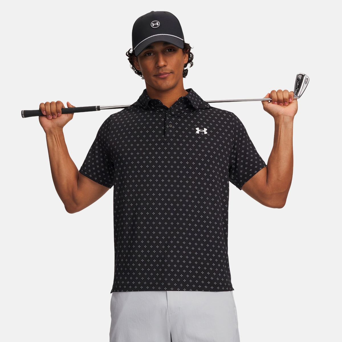 Under Armour Playoff 3.0 Printed polo - Sort/hvid - Golf Experten A/S