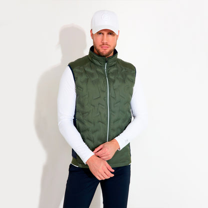Herre hybrid vest fra Abacus Portrush med lynlås og blødt materiale, vist foran.