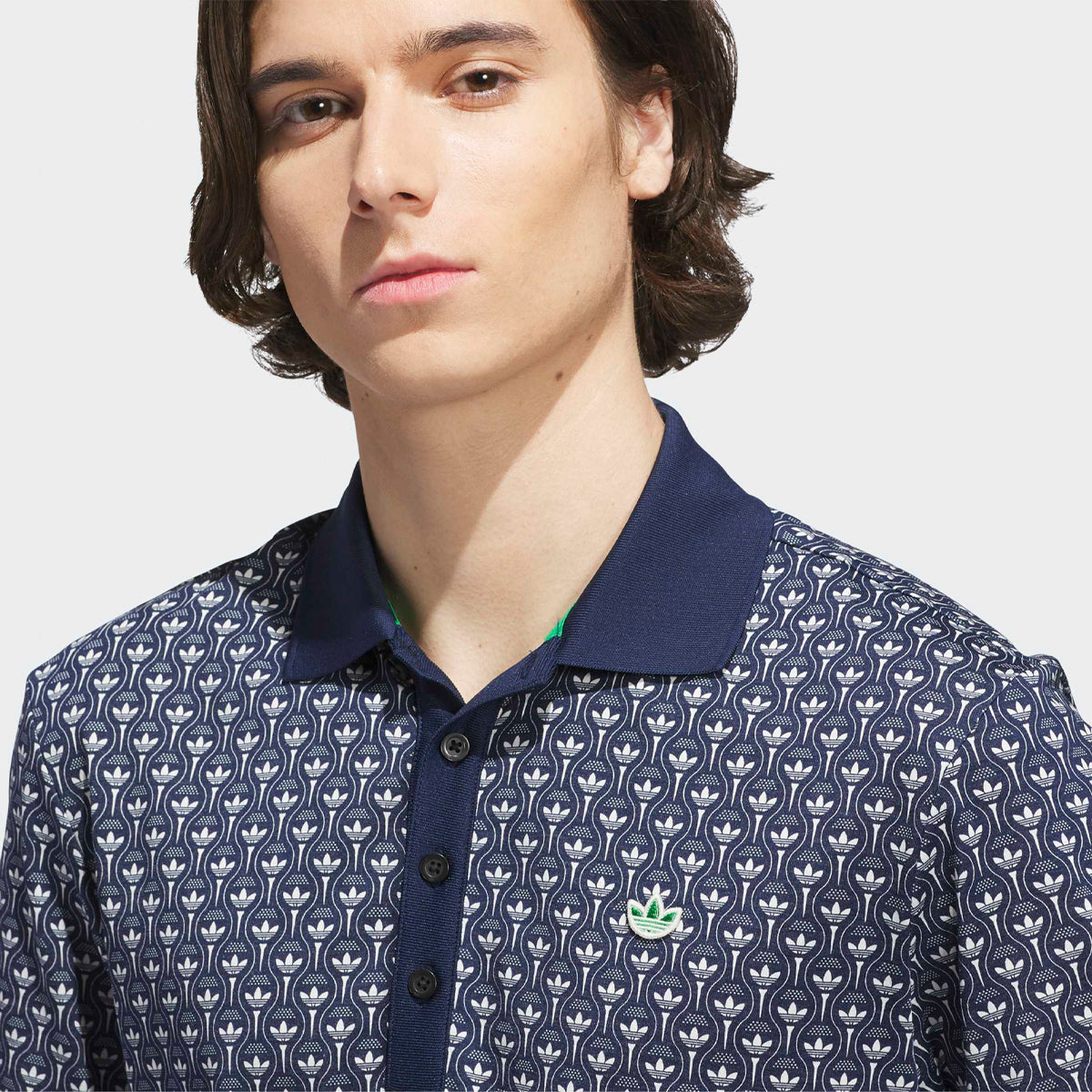 Adidas Golf Originals Novelty AOP polo - Navy/hvid - Golf Experten A/S
