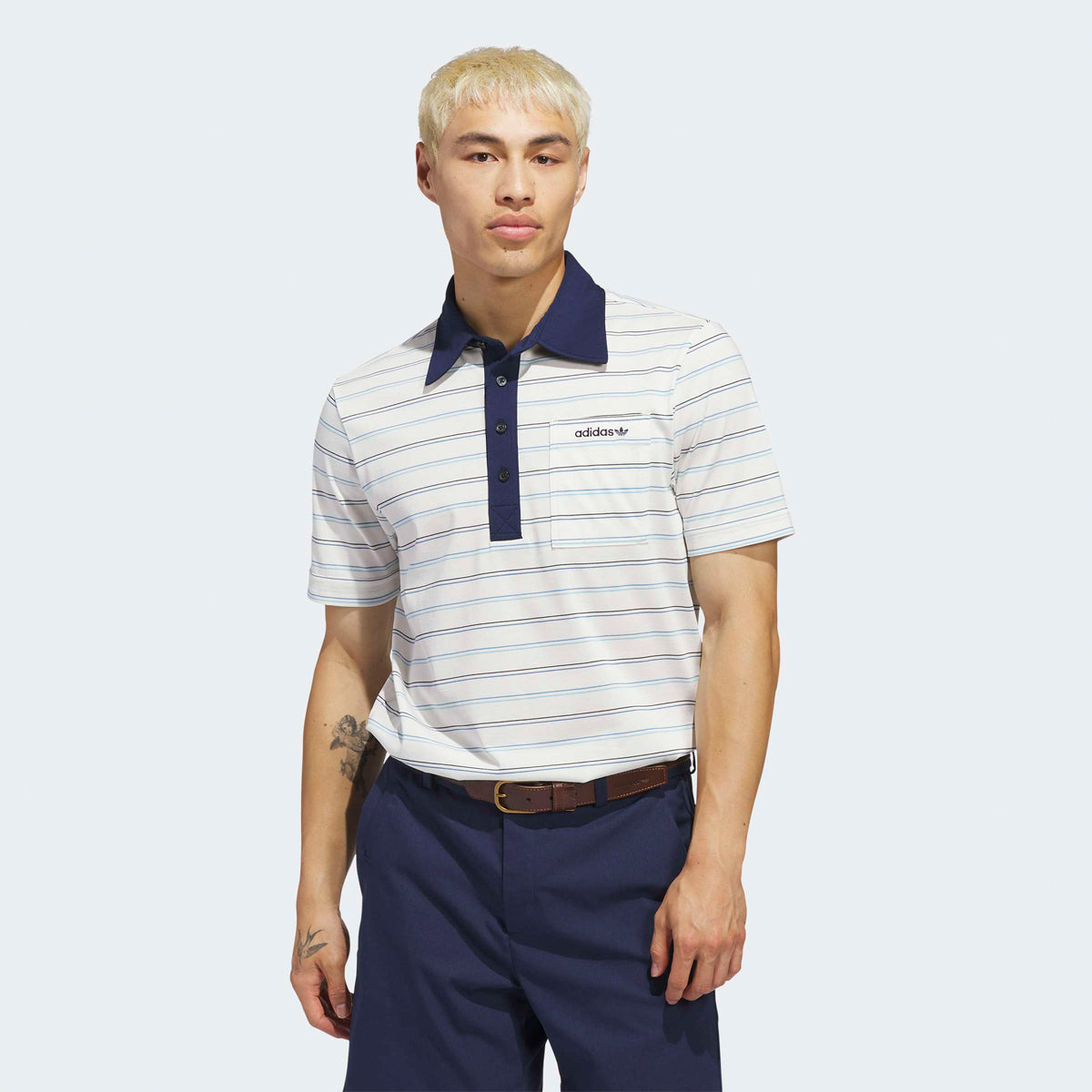 Adidas Golf Originals MC Stripe polo - Hvid/navy - Golf Experten A/S