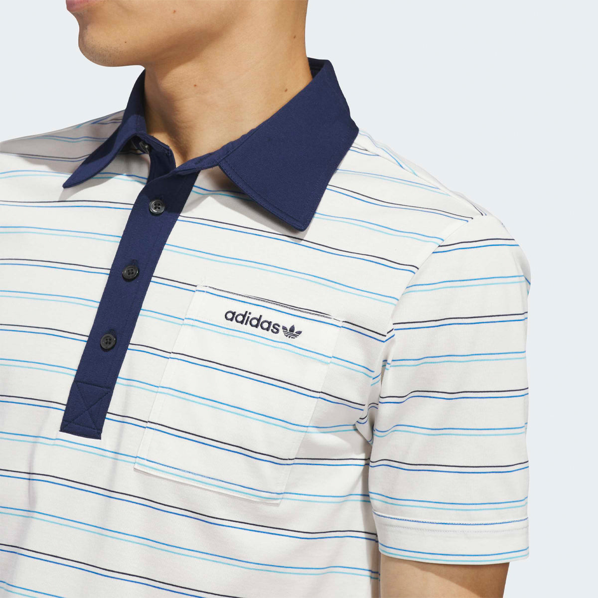 Adidas Golf Originals MC Stripe polo - Hvid/navy - Golf Experten A/S
