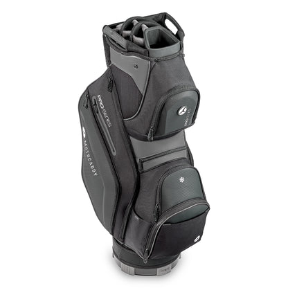 MotoCaddy Pro-Series vognbag i kulfarve med polstret håndtag og lommer, designet til golfvogne.